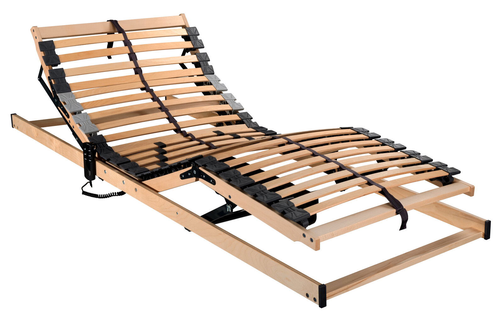 Federholzrahmen 100x200 mit verstellbaren Latten, seitliche Perspektive