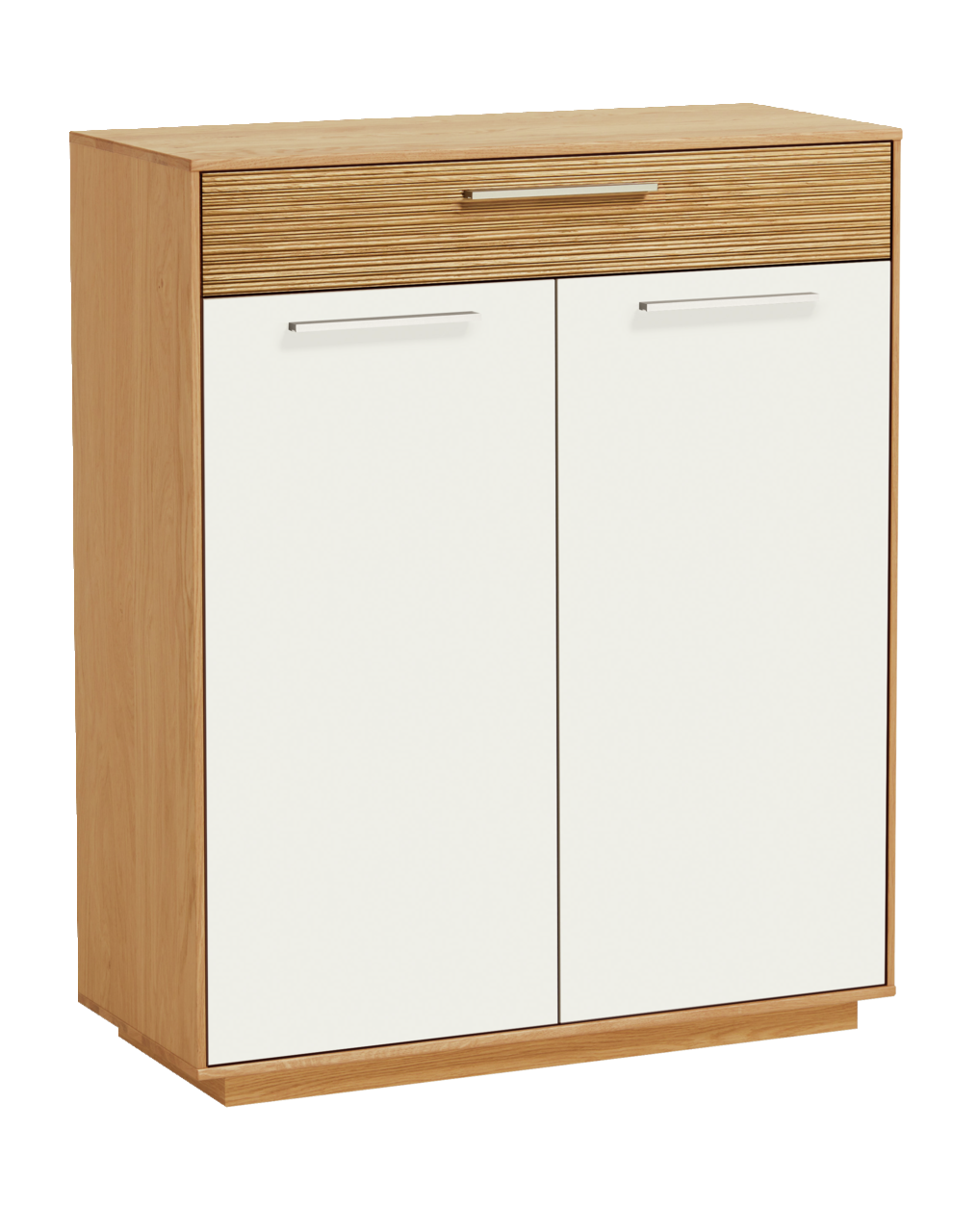 VOSS Schuhkommode LOVENO Schuhkommode aus Holz mit zwei weißen Türen und einer Schublade, frontale Perspektive