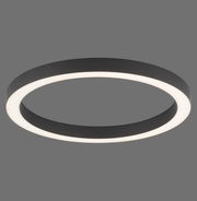 Moderne runde Deckenleuchte PURE-LINES in schwarzem Design, seitliche Perspektive