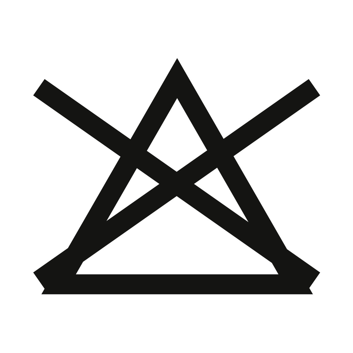 Symbol für nicht bleichen, schwarze Linien auf weißem Hintergrund, Frontalansicht
