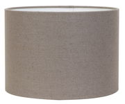 Zylindrischer Lampenschirm in neutralem Beige, seitliche Perspektive