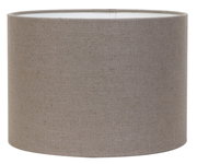 Zylindrischer Lampenschirm in neutralem Beige, seitliche Perspektive