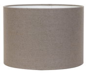 Zylindrischer Lampenschirm in neutralem Beige, seitliche Perspektive