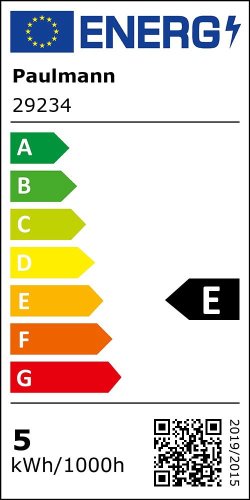 F (A (höchste Effizienz) bis G (geringste Effizienz))