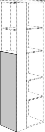 Illustration einer kurzen Tür für ein Eck-Regal, perspektivisch von vorne links gezeigt.