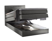 Boxspringbett mit Stauraum, seitliche Perspektive
