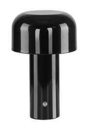 Schwarze Akku-Tischleuchte AGNES, zylindrische Form, Frontalansicht