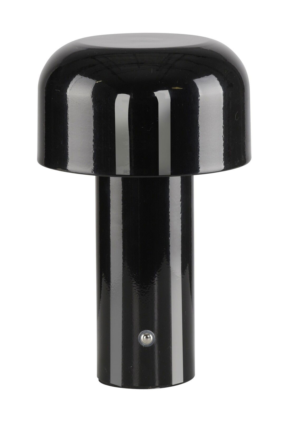 Schwarze Akku-Tischleuchte AGNES, zylindrische Form, Frontalansicht