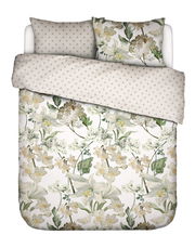 Bettwäsche-Set 135x200cm mit floralem Muster und gepunkteter Rückseite, Draufsicht