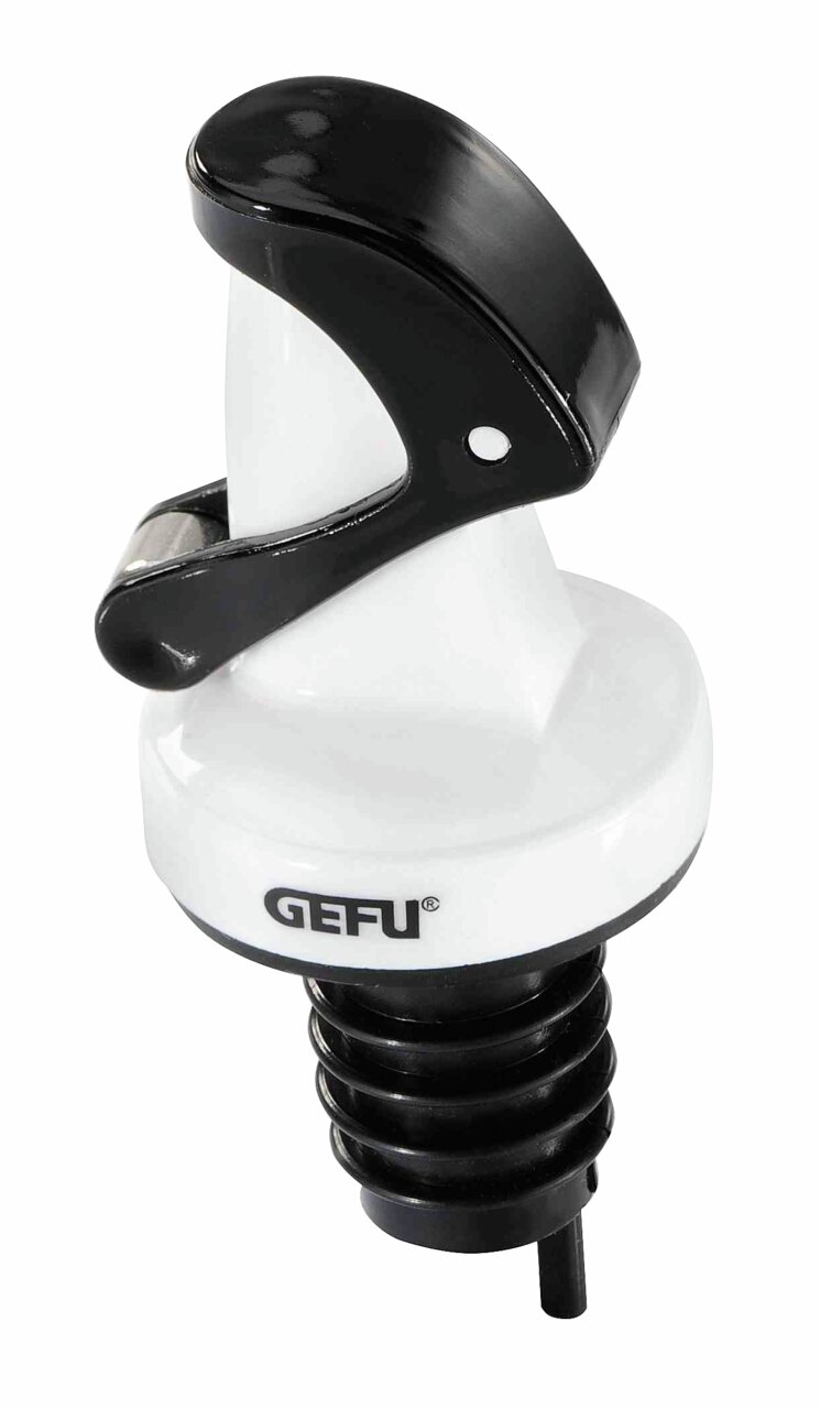 Weißer und schwarzer Ausgießer AUTOMATICO von GEFU, seitliche Perspektive