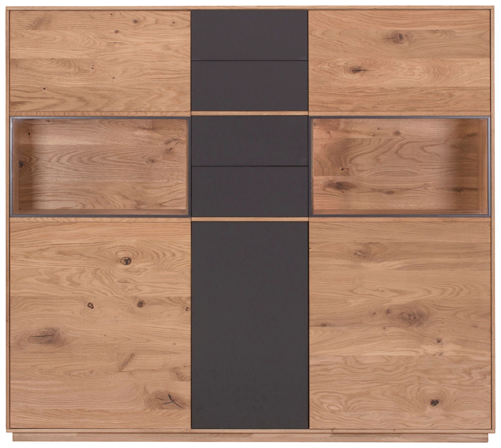 Waldwelt Highboard 3-türig AVANTI Frontansicht eines modernen Highboards mit drei Türen, Holzoptik und dunklen Akzenten.