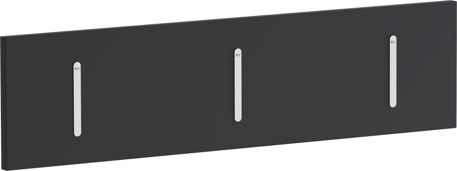 Moderano Klapphakenleiste LECCO Schwarze Klapphakenleiste LECCO mit drei silbernen Haken, seitliche Perspektive