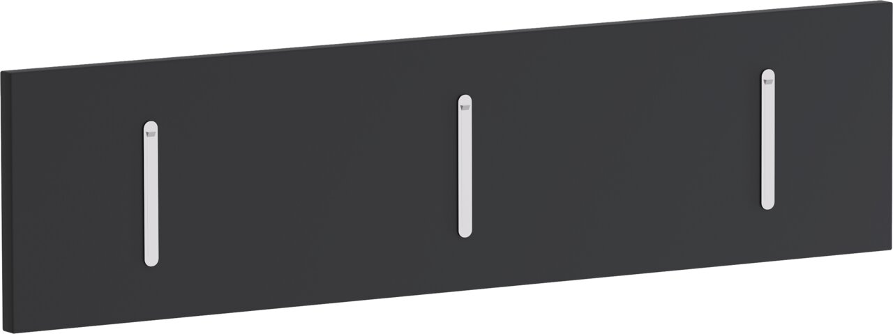 Moderano Klapphakenleiste LECCO Schwarze Klapphakenleiste LECCO mit drei silbernen Haken, seitliche Perspektive