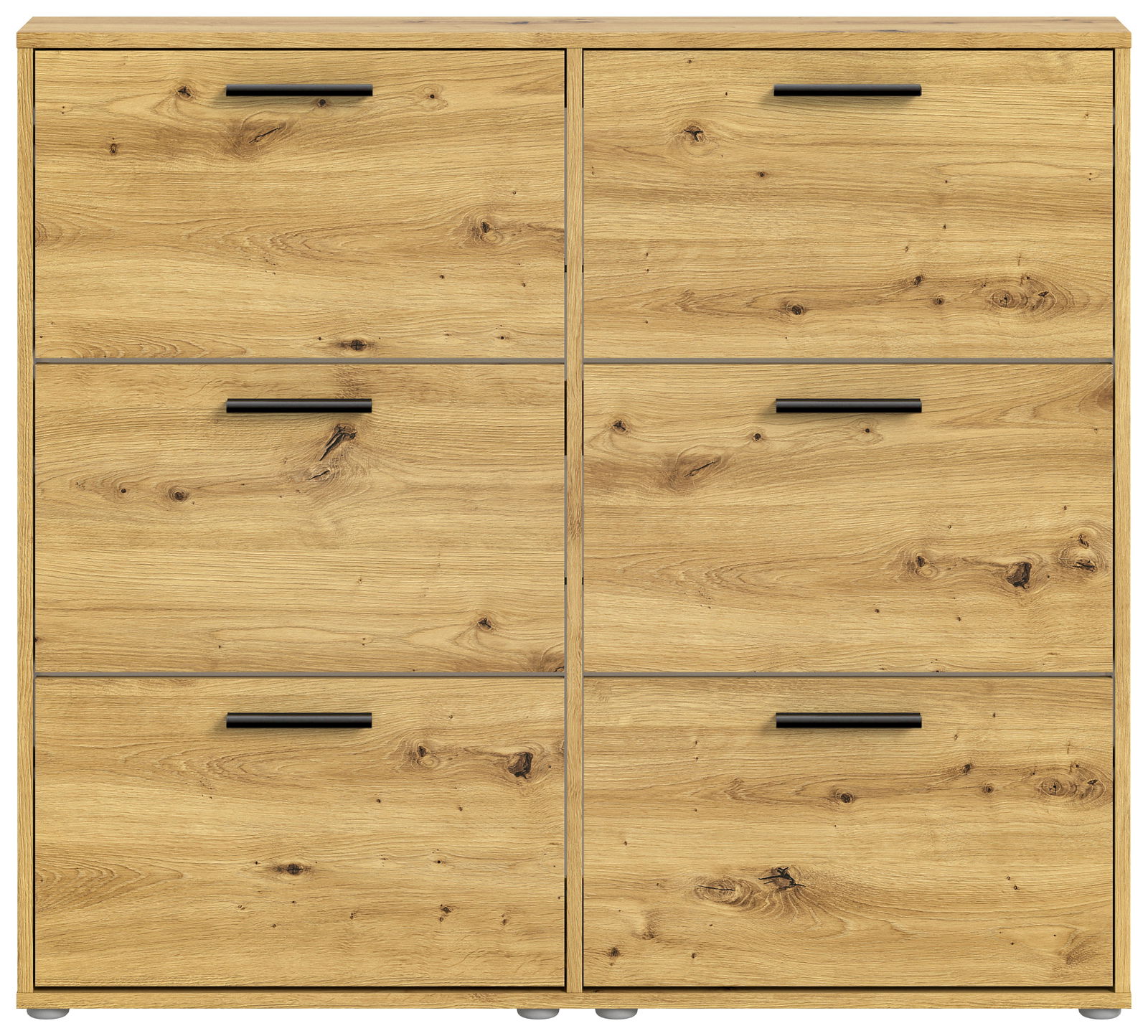 Schuhkipper aus Holz mit sechs Klappen, frontale Ansicht