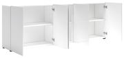 Weißes XL-Sideboard mit offenen Türen, seitliche Perspektive