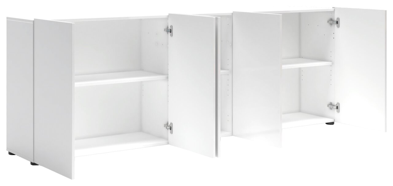 XORA XL-Sideboard MISTER LORD Weißes XL-Sideboard mit offenen Türen, seitliche Perspektive