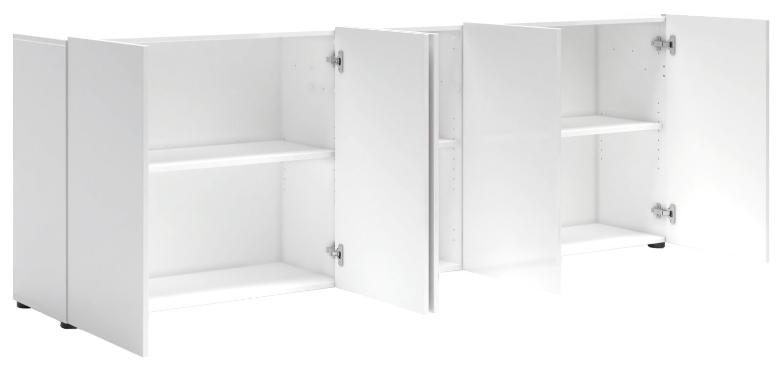 XORA XL-Sideboard MISTER LORD Weißes XL-Sideboard mit offenen Türen, seitliche Perspektive