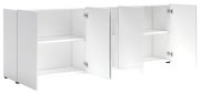 Weißes XL-Sideboard mit offenen Türen, seitliche Perspektive