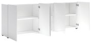 Weißes XL-Sideboard mit offenen Türen, seitliche Perspektive