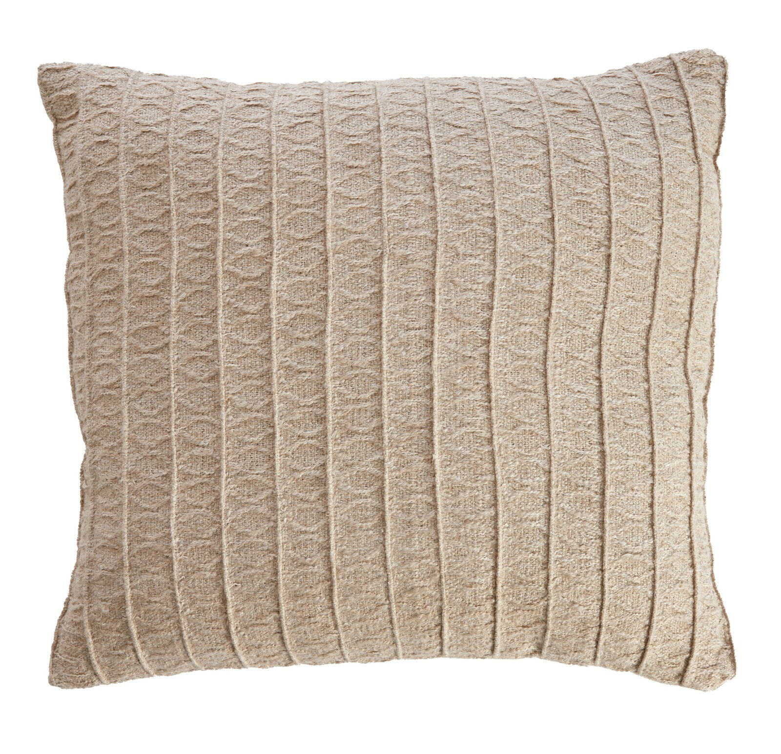 Beiges Kissen mit strukturiertem Muster, Vorderansicht