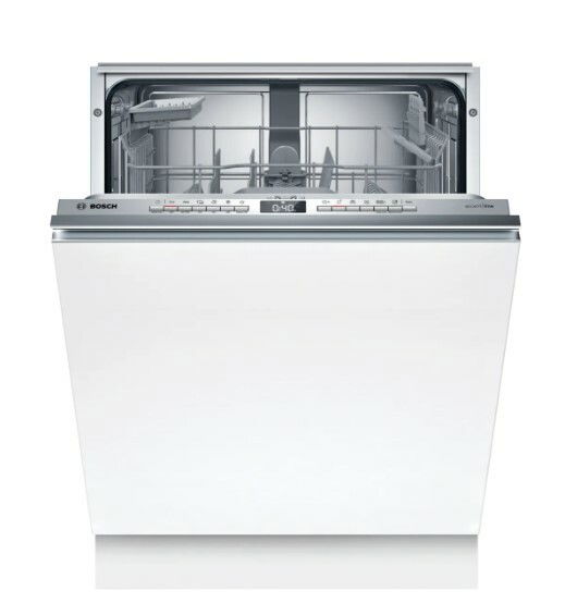 Einbaugeschirrspüler mit geöffneter Tür, Frontansicht