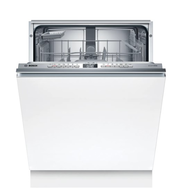 Einbaugeschirrspüler mit geöffneter Tür, Frontansicht