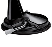 Nahaufnahme der schwarzen Trommelreibe CLASSIC mit Kurbel, seitliche Perspektive