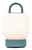 Tragbare Lampe in Smokey Teal mit rundem Griff, seitliche Perspektive