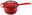 Rote Stielkasserolle von Le Creuset, seitliche Perspektive