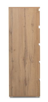 Seitenansicht einer Kommode aus Holz mit natürlicher Maserung.