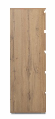 Seitenansicht einer Kommode aus Holz mit natürlicher Maserung.