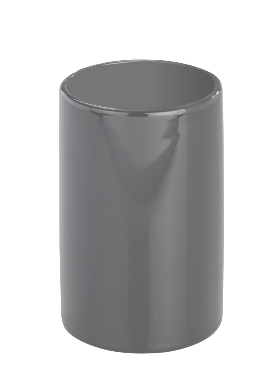 Grauer Keramik Zahnputzbecher Polaris, frontal fotografiert.