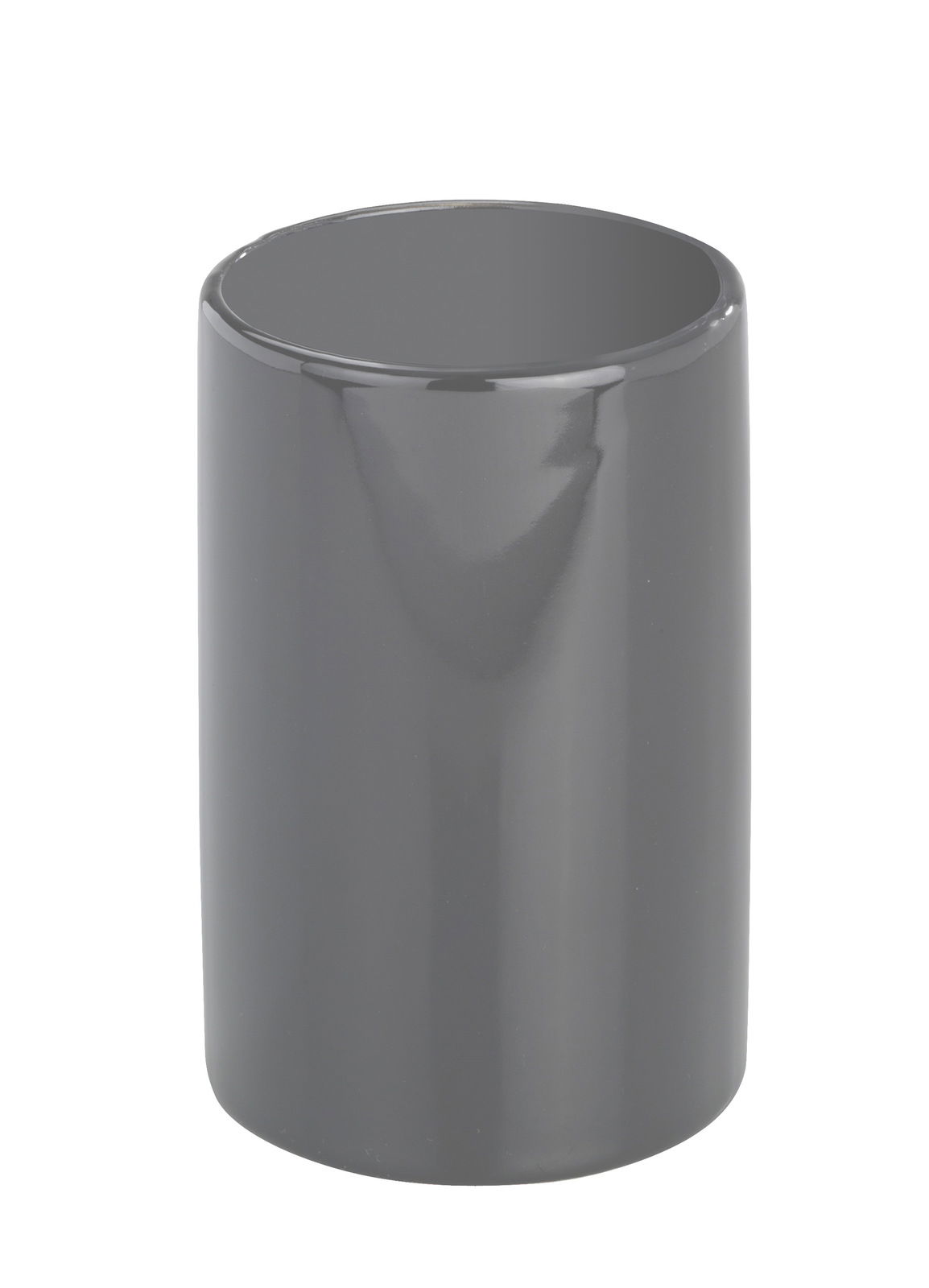 Grauer Keramik Zahnputzbecher Polaris, frontal fotografiert.