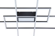 Moderne LED-Deckenleuchte mit geometrischem Gitterdesign, Ansicht von unten.