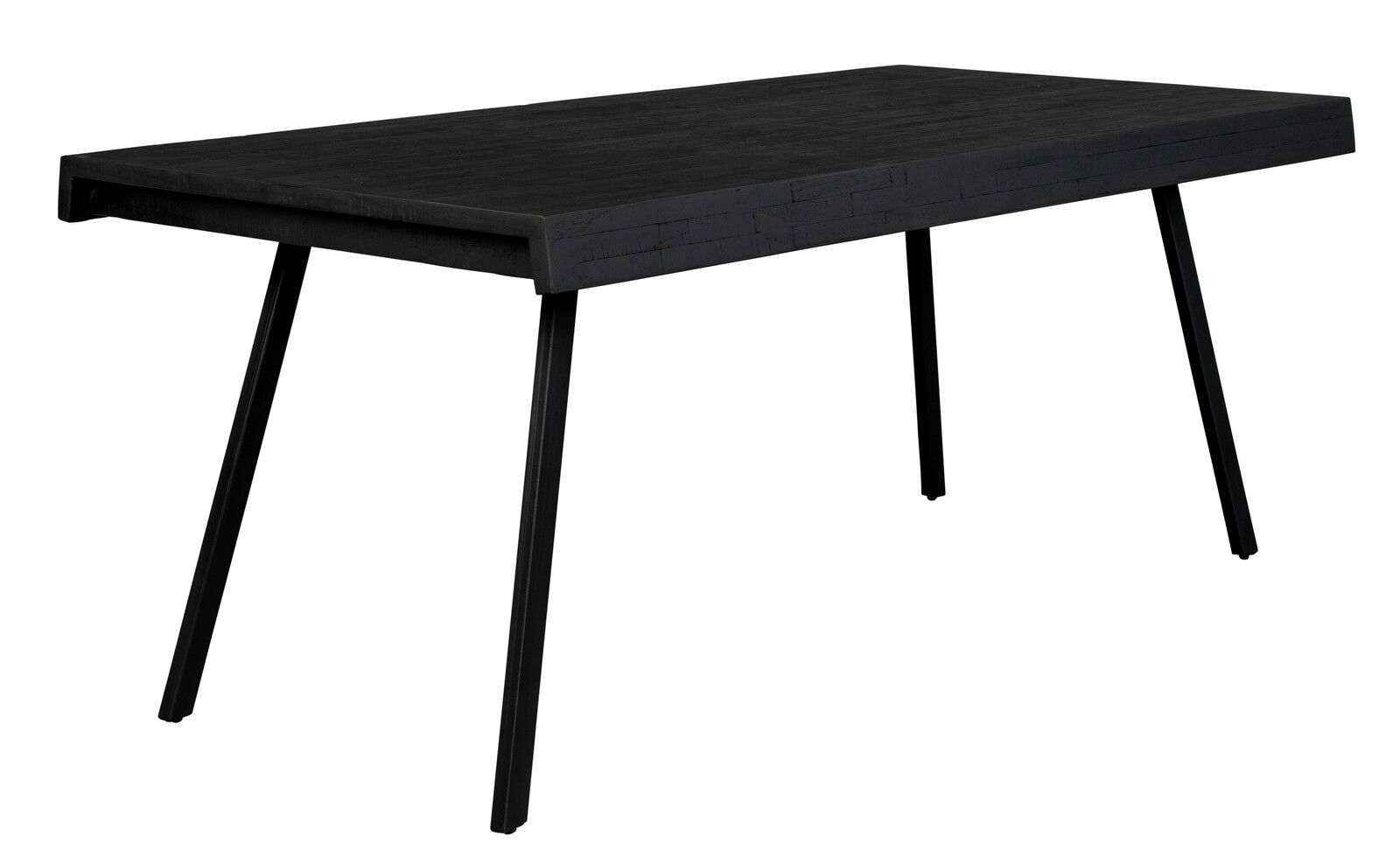 Z2 Esstisch SURI Moderner schwarzer Esstisch mit rechteckiger Tischplatte und schrägen Beinen, seitliche Perspektive