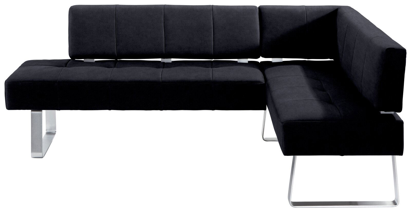 Moderano Eckbank LUPO II Moderne schwarze Eckbank mit Metallbeinen, seitliche Perspektive