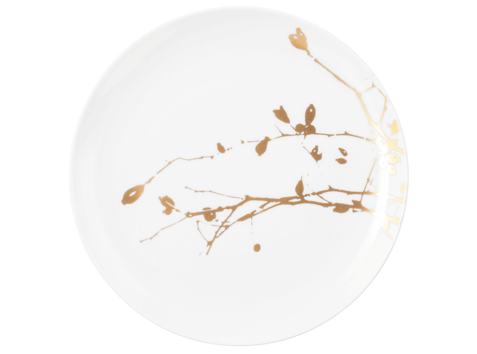 Frühstücksteller 22,5 cm mit goldenen Zweigen, Draufsicht