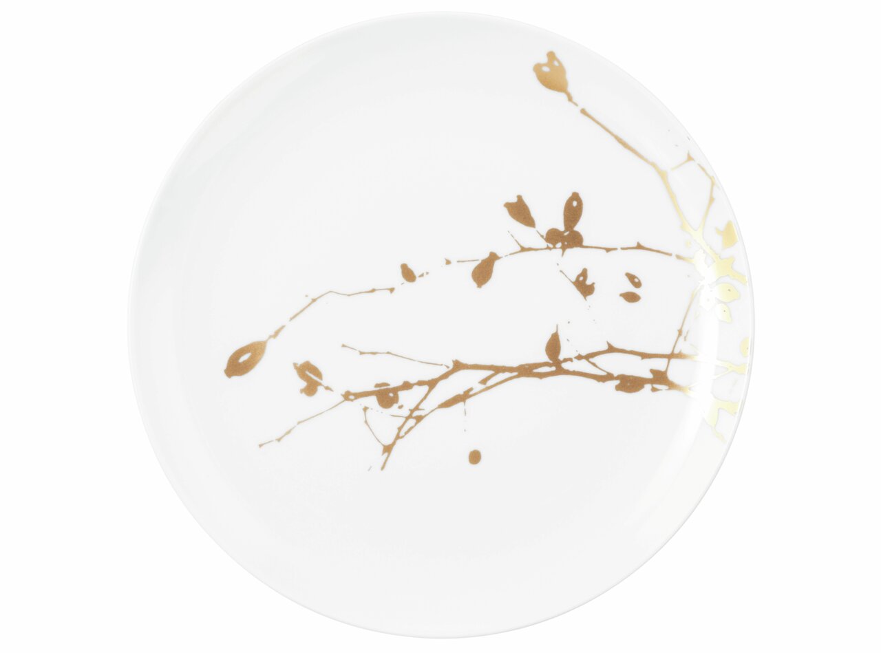 Frühstücksteller 22,5 cm mit goldenen Zweigen, Draufsicht