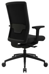 Rückansicht eines schwarzen Bürostuhls mit Netzrückenlehne und verstellbaren Armlehnen, Modell SITNESS AIRWORK G.