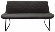 Moderne schwarze Bank mit gesteppter Rückenlehne und Metallbeinen, Frontalansicht