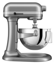Zijaanzicht van de zilveren keukenmachine Heavy Duty 5,2 l met mengkom.