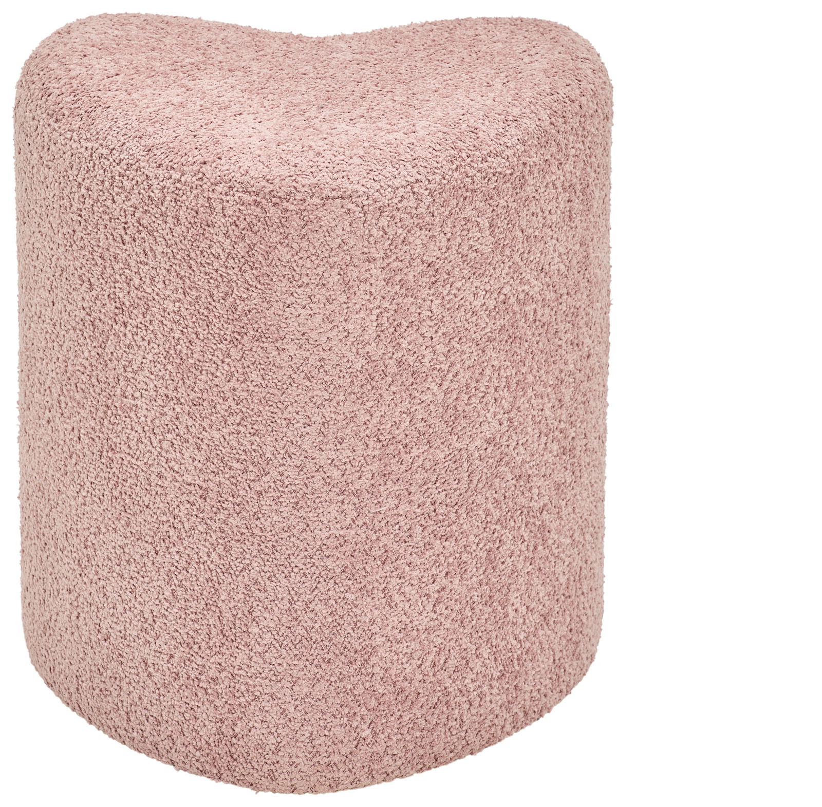 Rosa Hocker mit weicher, texturierter Oberfläche, seitliche Perspektive