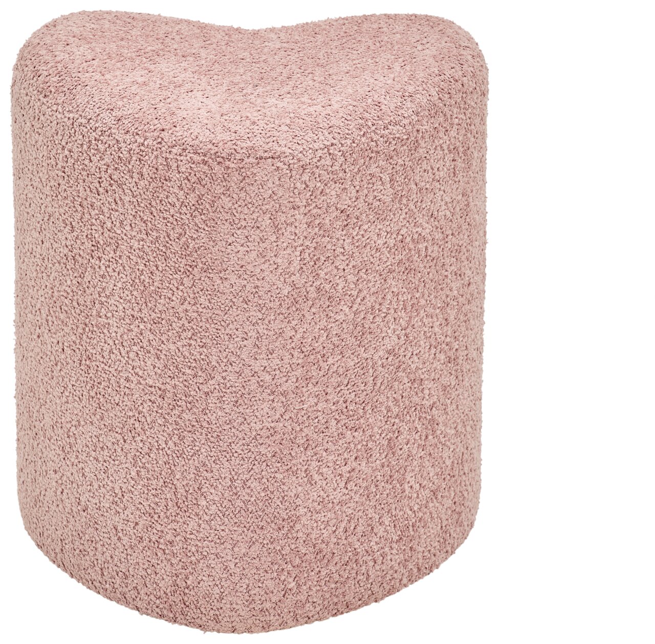 Rosa Hocker mit weicher, texturierter Oberfläche, seitliche Perspektive