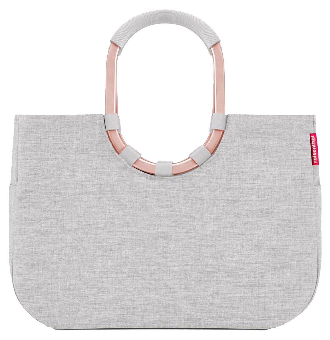 Reisenthel Loopshopper L Frame Twist Sky Rose Graue Tasche mit ovalem Griff, Vorderansicht