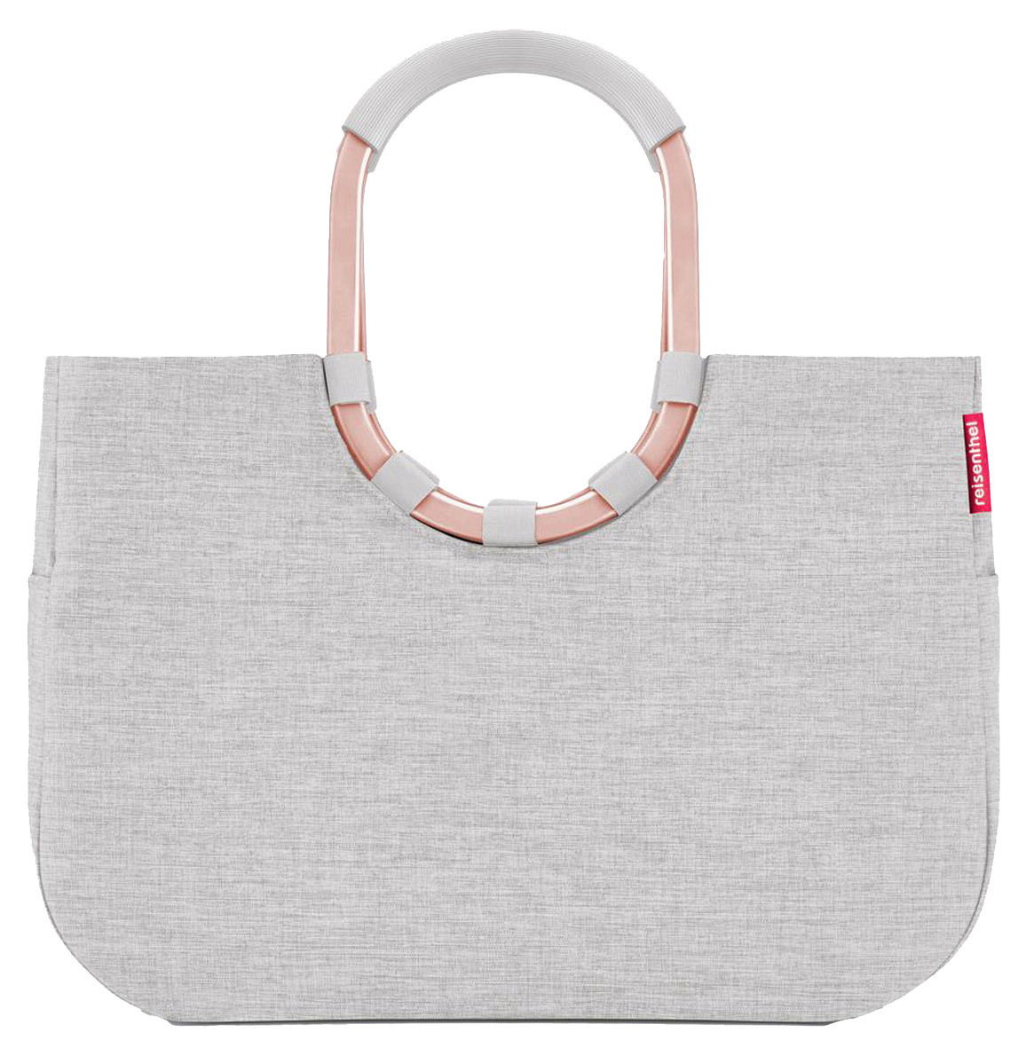 Reisenthel Loopshopper L Frame Twist Sky Rose Graue Tasche mit ovalem Griff, Vorderansicht