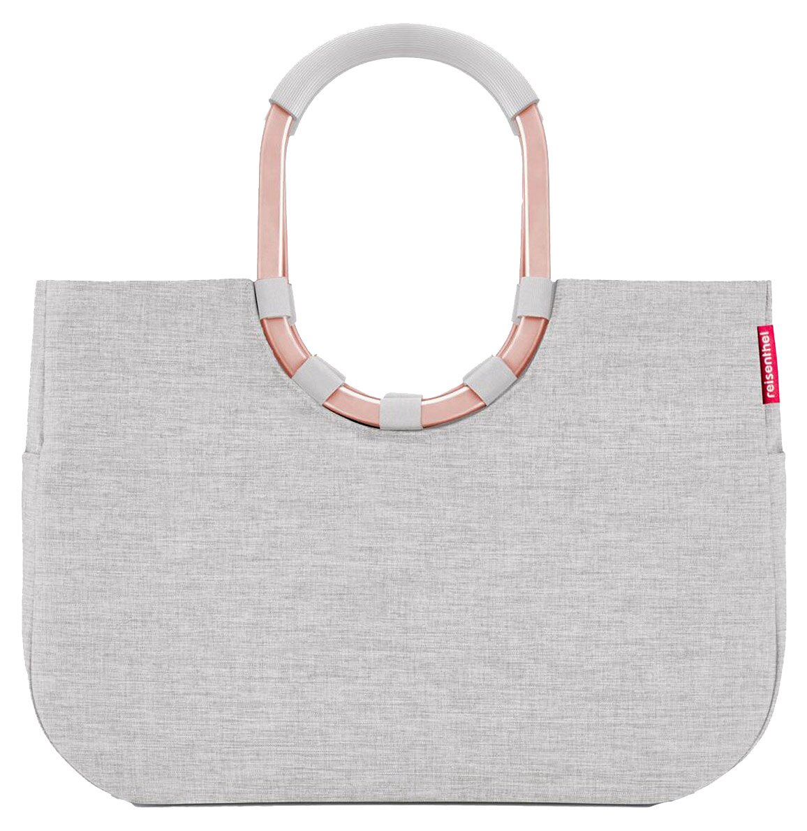 Reisenthel Loopshopper L Frame Twist Sky Rose Graue Tasche mit ovalem Griff, Vorderansicht