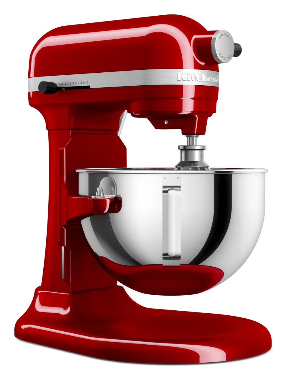 Rote Küchenmaschine Heavy Duty 5,2L, seitliche Perspektive