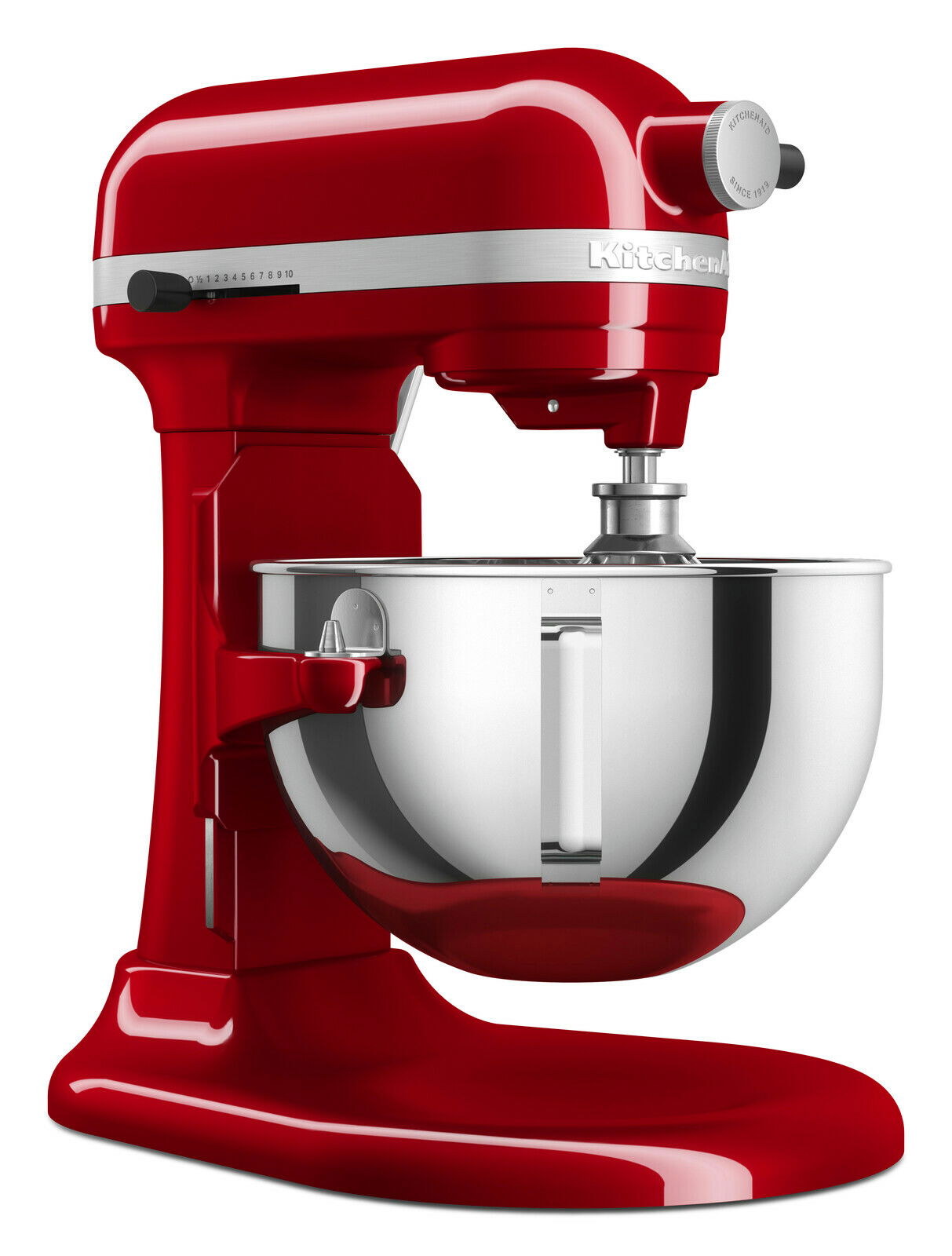 Rote Küchenmaschine Heavy Duty 5,2L, seitliche Perspektive