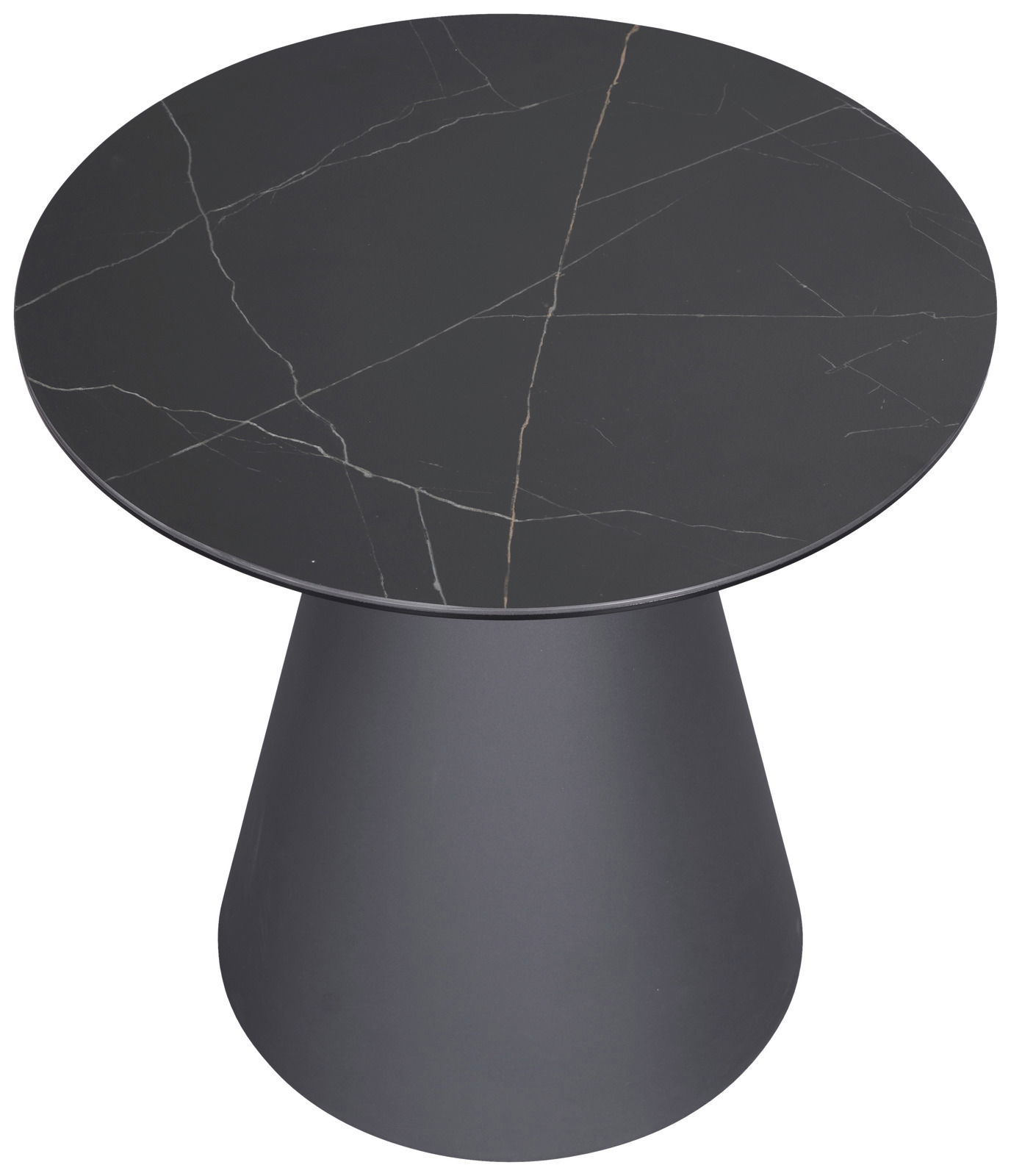 Novel Beistelltisch COMO Moderner Beistelltisch mit schwarzer, marmorierter Tischplatte und konischem Fuß, Ansicht von oben