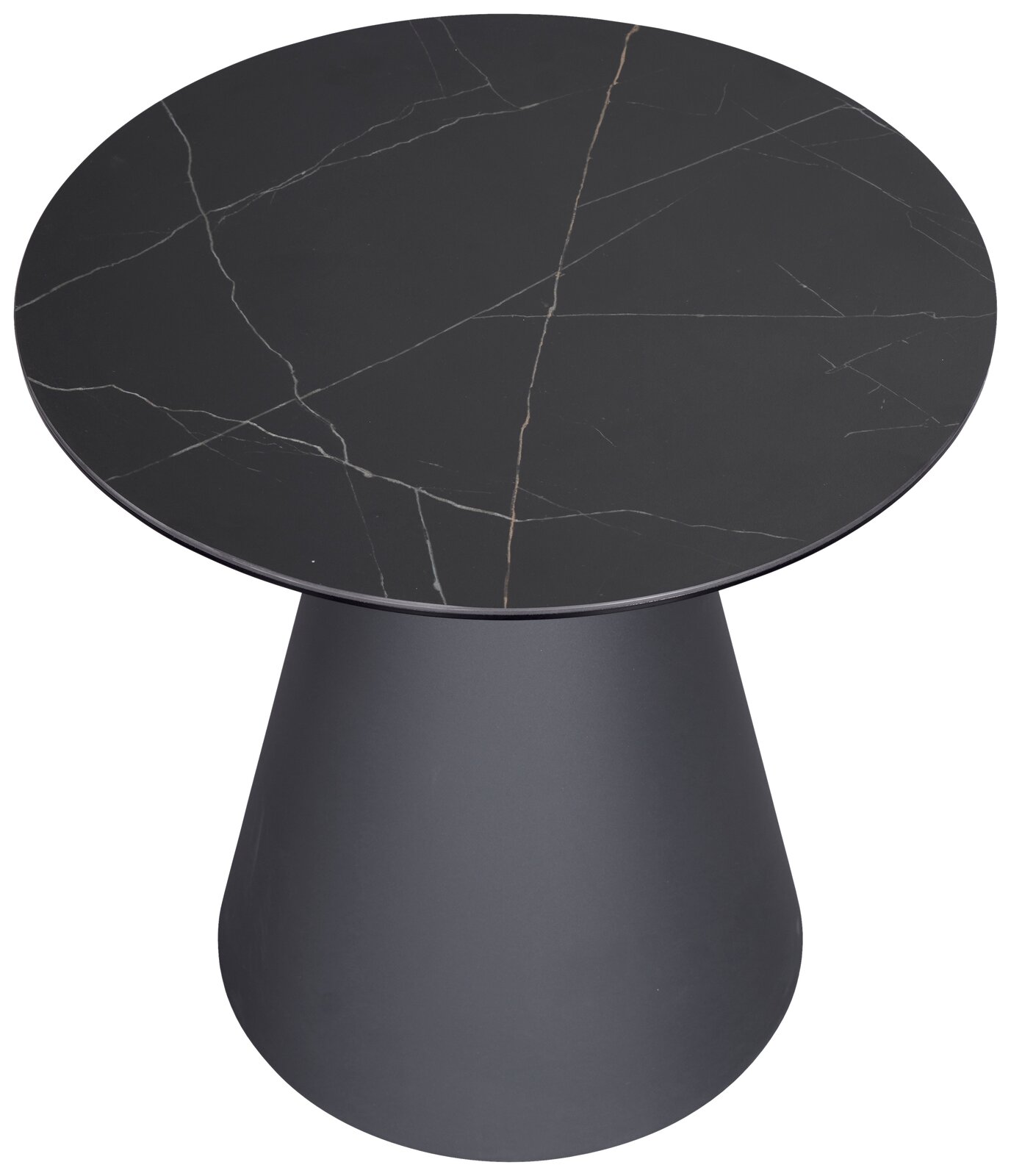 Novel Beistelltisch COMO Moderner Beistelltisch mit schwarzer, marmorierter Tischplatte und konischem Fuß, Ansicht von oben